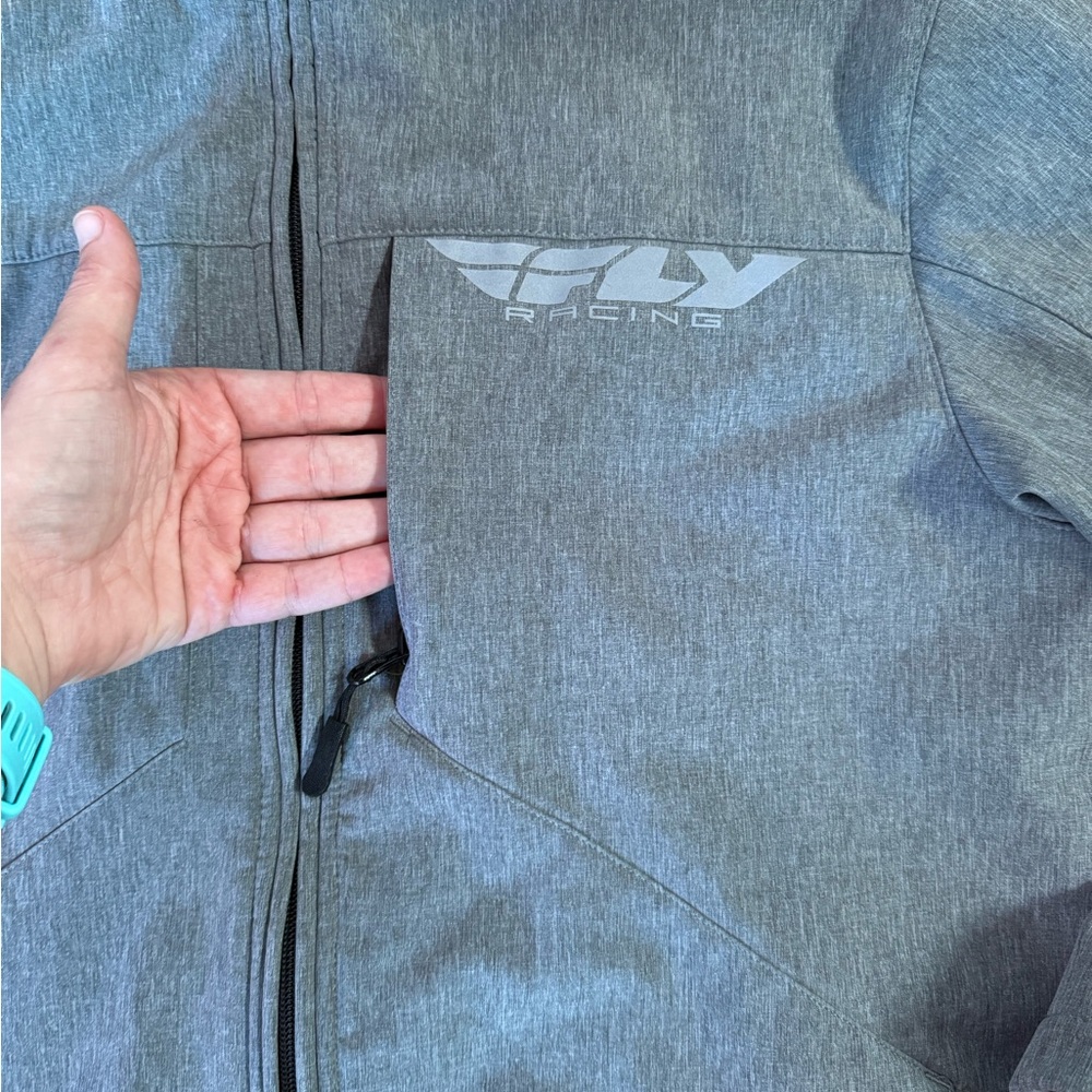 Fly Racing Ops Moto Softshell Jacket Grey Zip Front Performance Sz Small 💚🍄 - Picture 5 of 8
